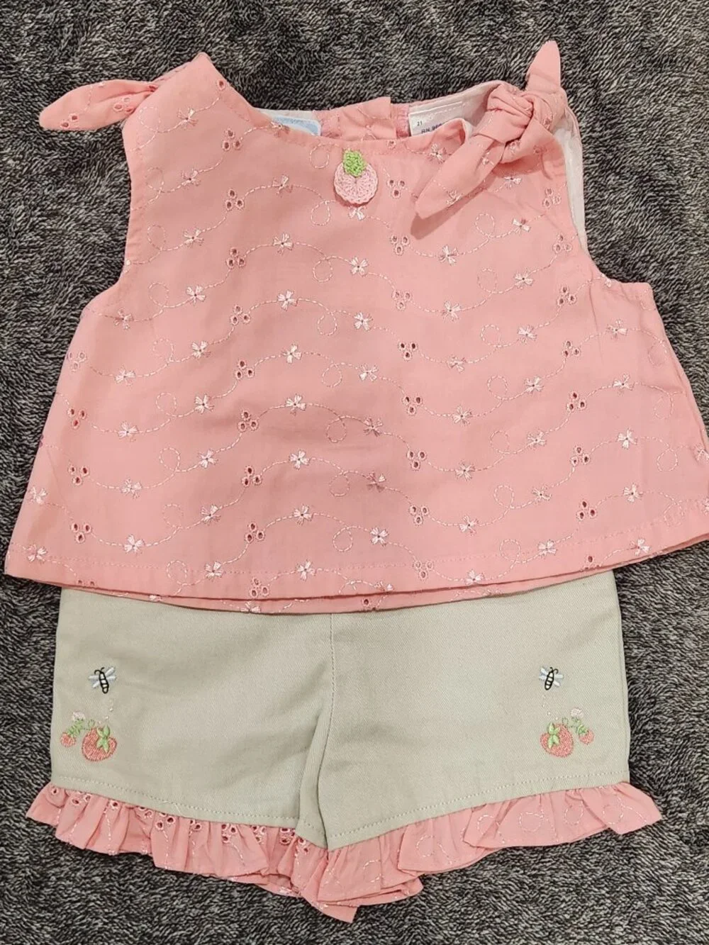 Little Angel - Baby Girls' 2-Pc Strawberry Short Set